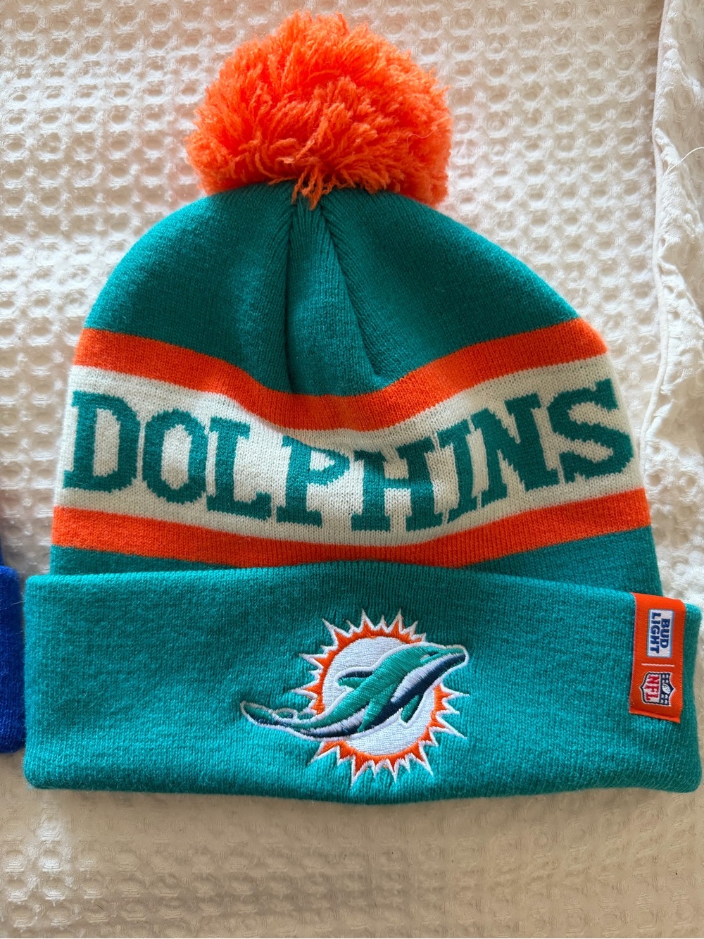Miami Dolphins Pom Beanie - Teal & Orange